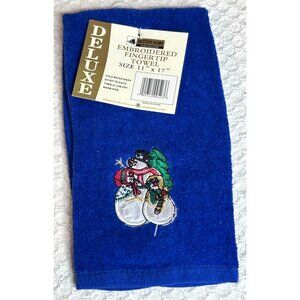 Deluxe Embroidered Fingertip Towel Festive Snowman Christmas Tree Set of Three